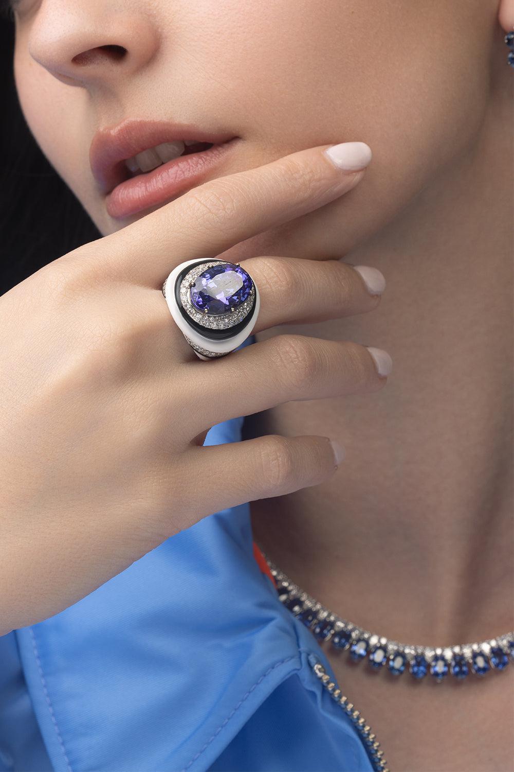 Ceramic Tanzanite Ring-WHITE GOLD-6.75-JEWELRYFINE JEWELRING-SUTRA