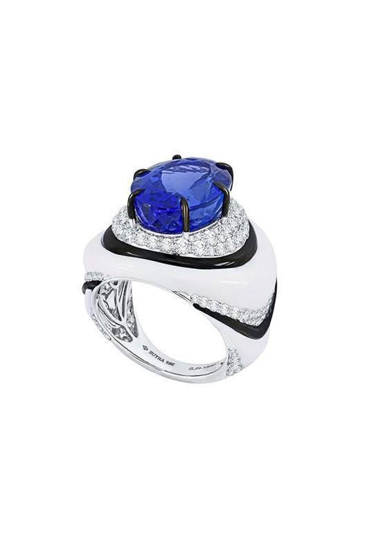 Ceramic Tanzanite Ring-WHITE GOLD-6.75-JEWELRYFINE JEWELRING-SUTRA