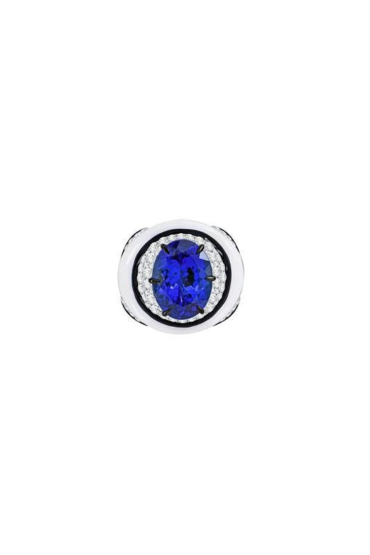 Ceramic Tanzanite Ring-WHITE GOLD-6.75-JEWELRYFINE JEWELRING-SUTRA