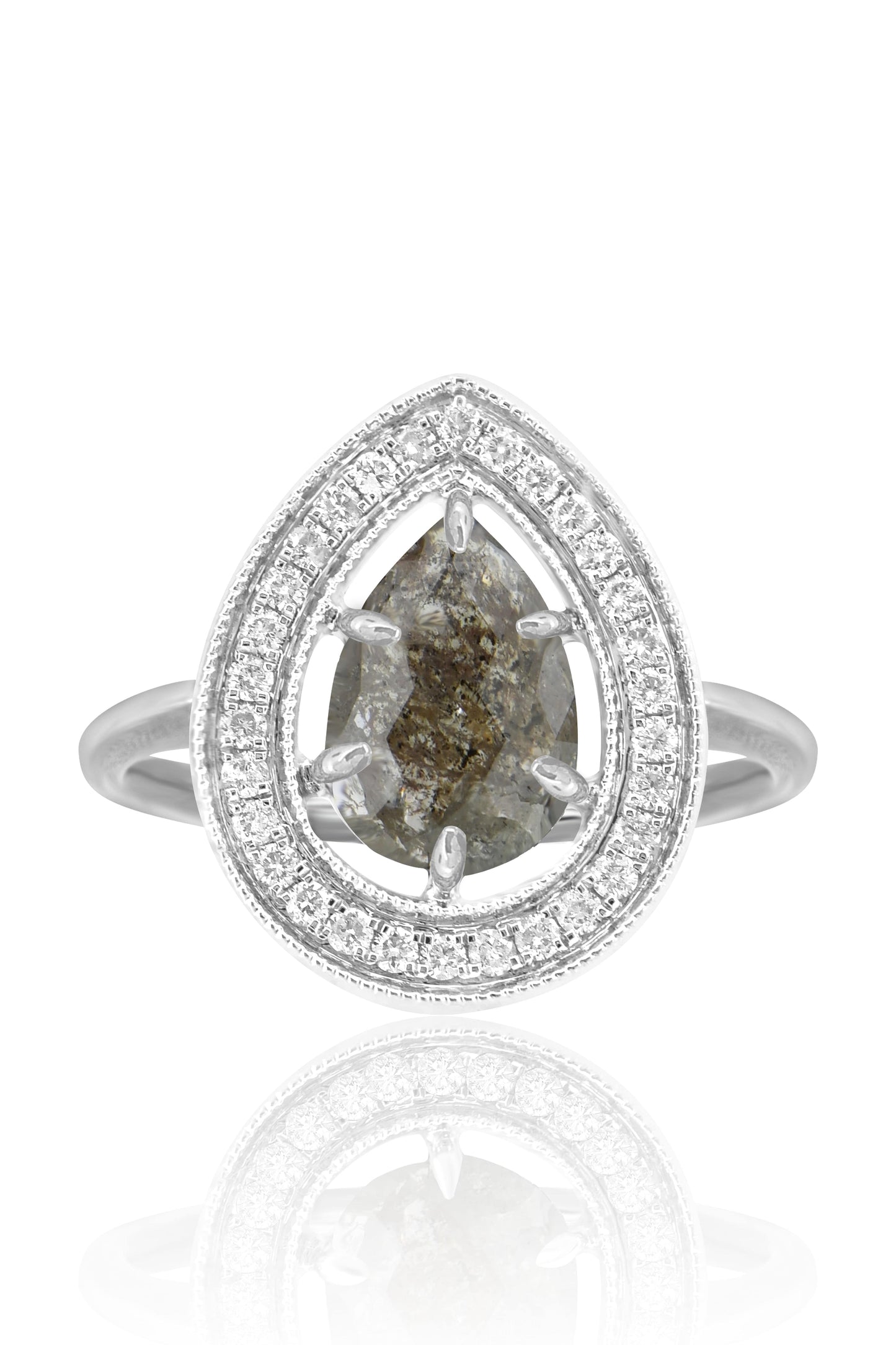 SUTRA-Rough Cut Pear Diamond Ring-WHITE GOLD