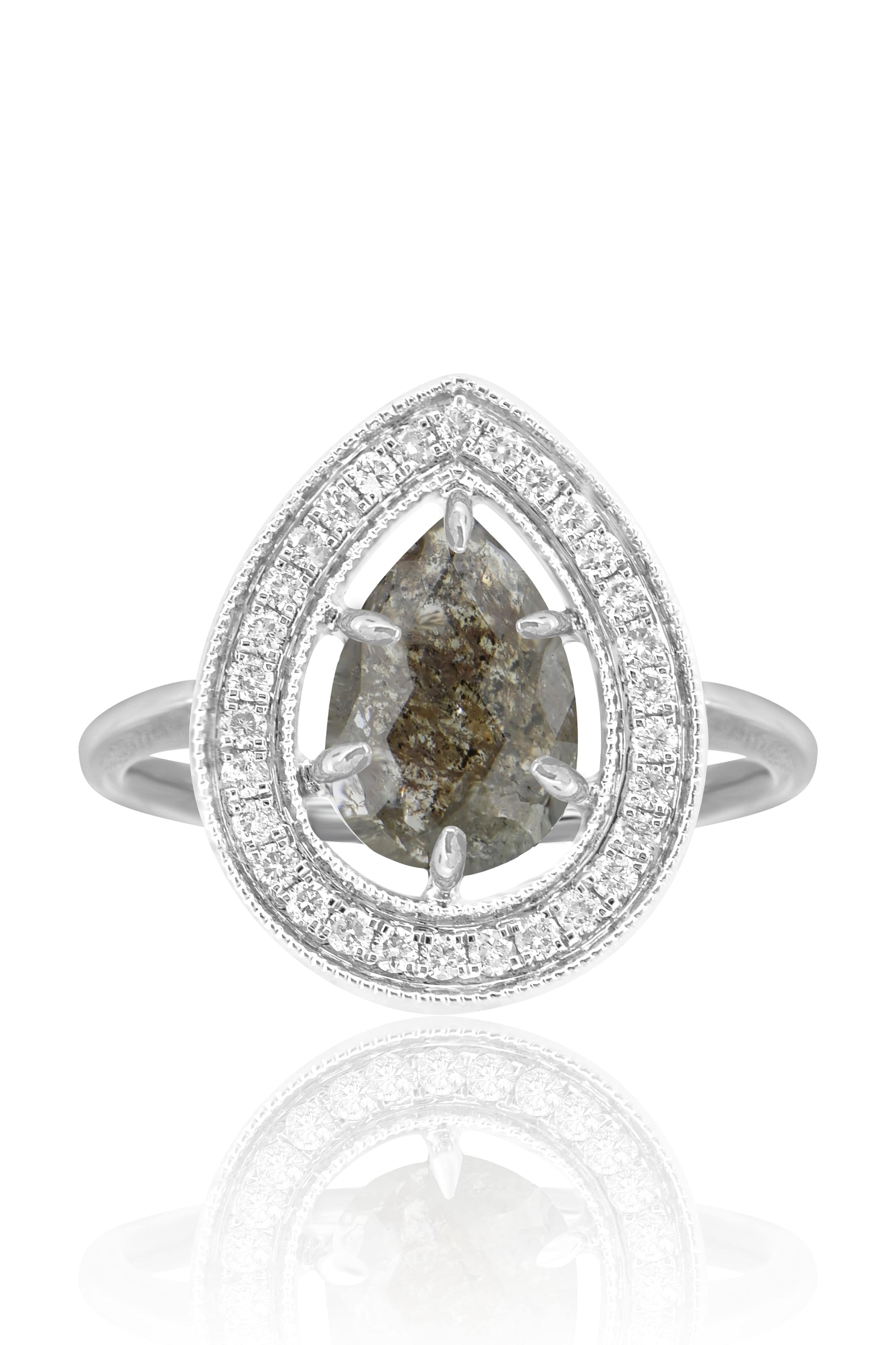 SUTRA-Rough Cut Pear Diamond Ring-WHITE GOLD