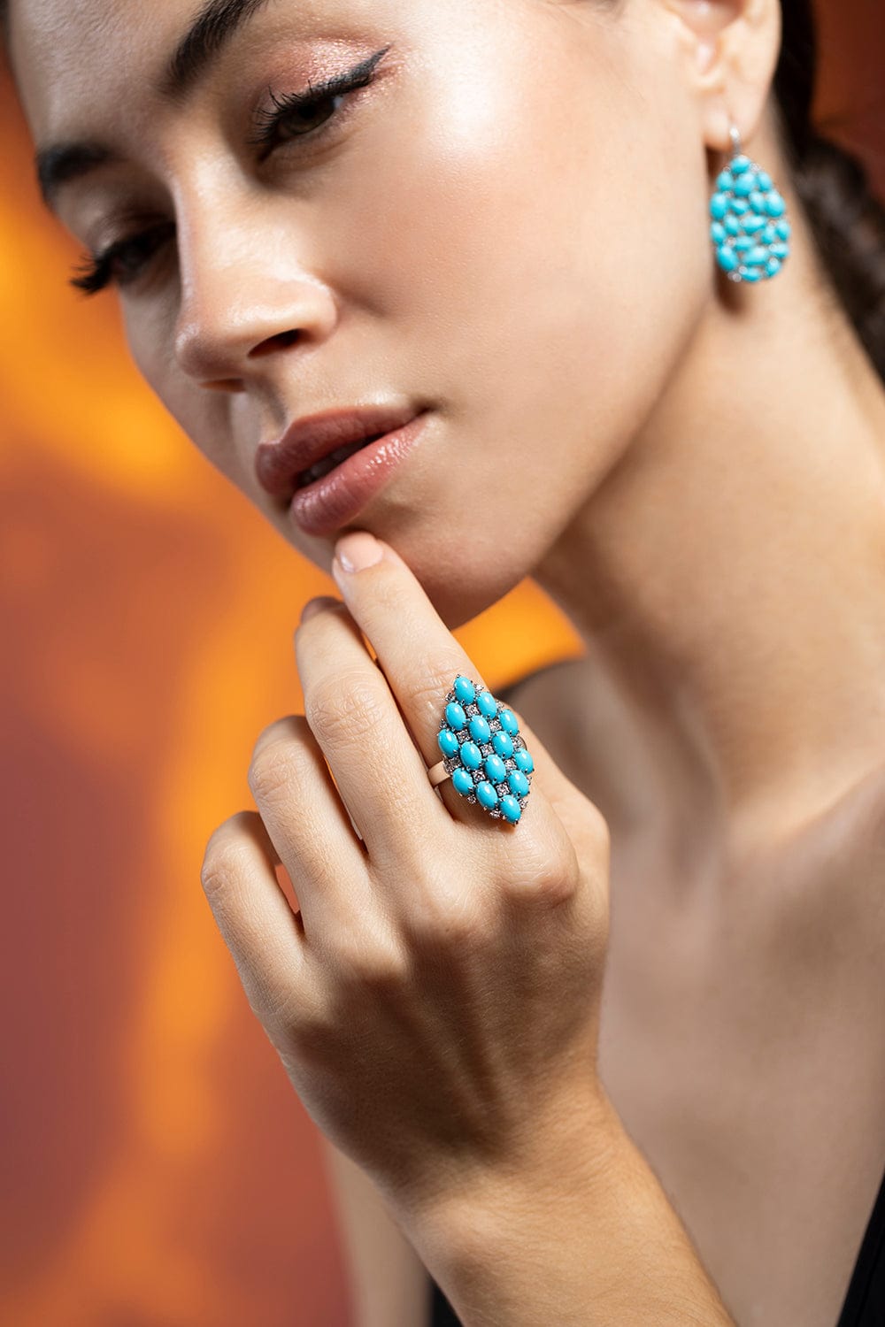 SUTRA-Sleeping Beauty Turquoise Mosaic Ring-WHITE GOLD