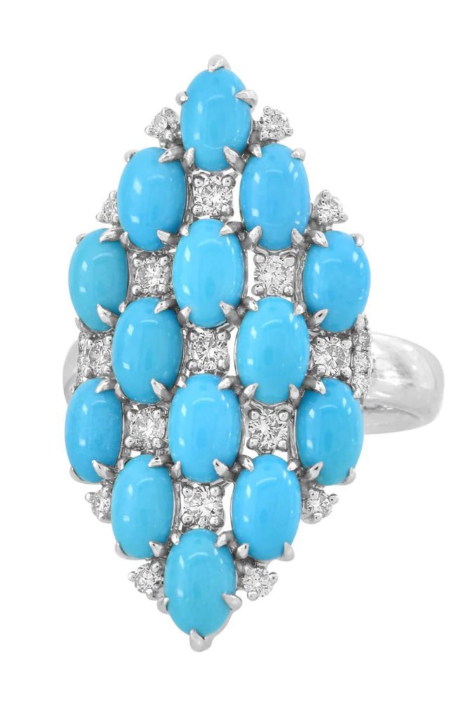 SUTRA-Sleeping Beauty Turquoise Mosaic Ring-WHITE GOLD