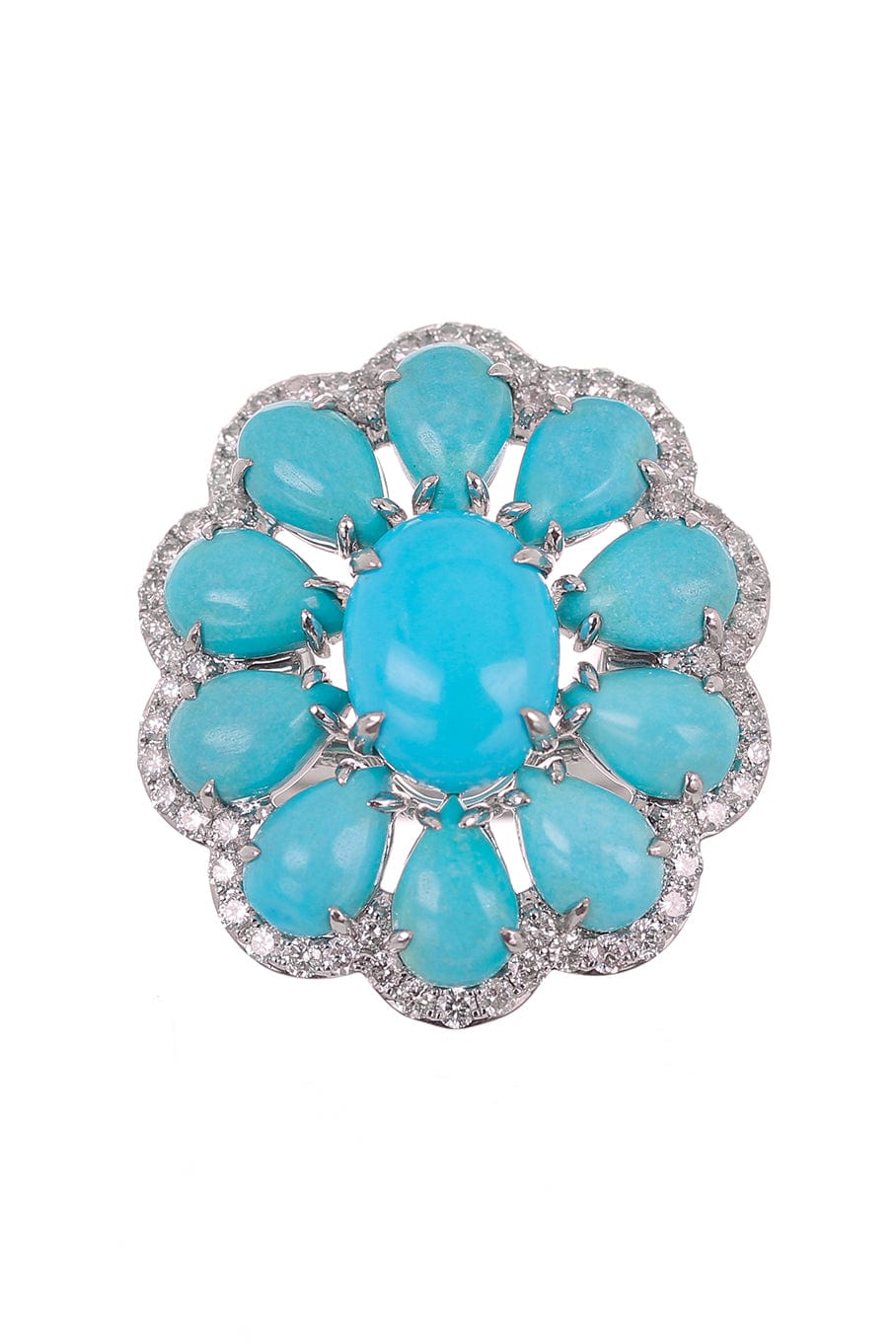 SUTRA-Turquoise Cluster Ring-WHITE GOLD