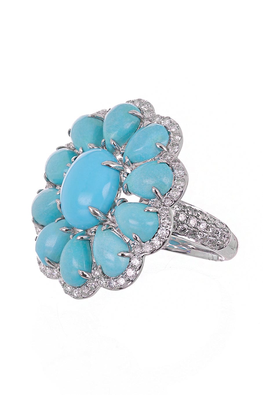SUTRA-Turquoise Cluster Ring-WHITE GOLD
