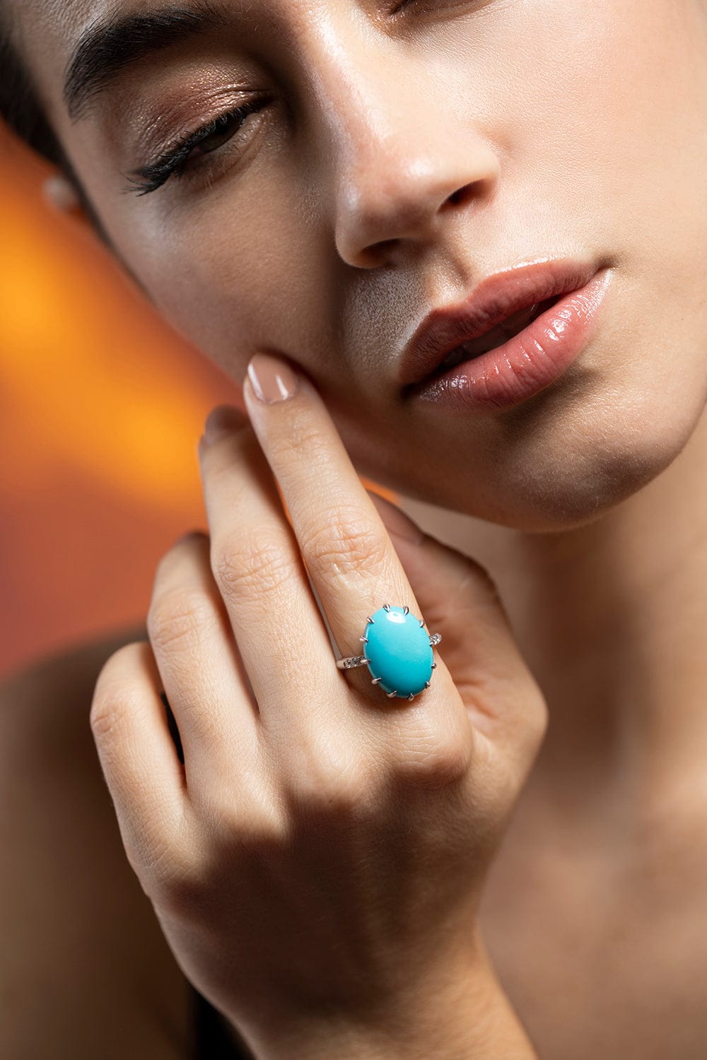SUTRA-Turquoise Ring-WHITE GOLD