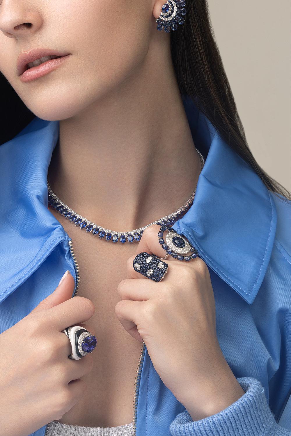 Blue Sapphire Heart Table Ring-WHITE GOLD-7-JEWELRYFINE JEWELRING-SUTRA