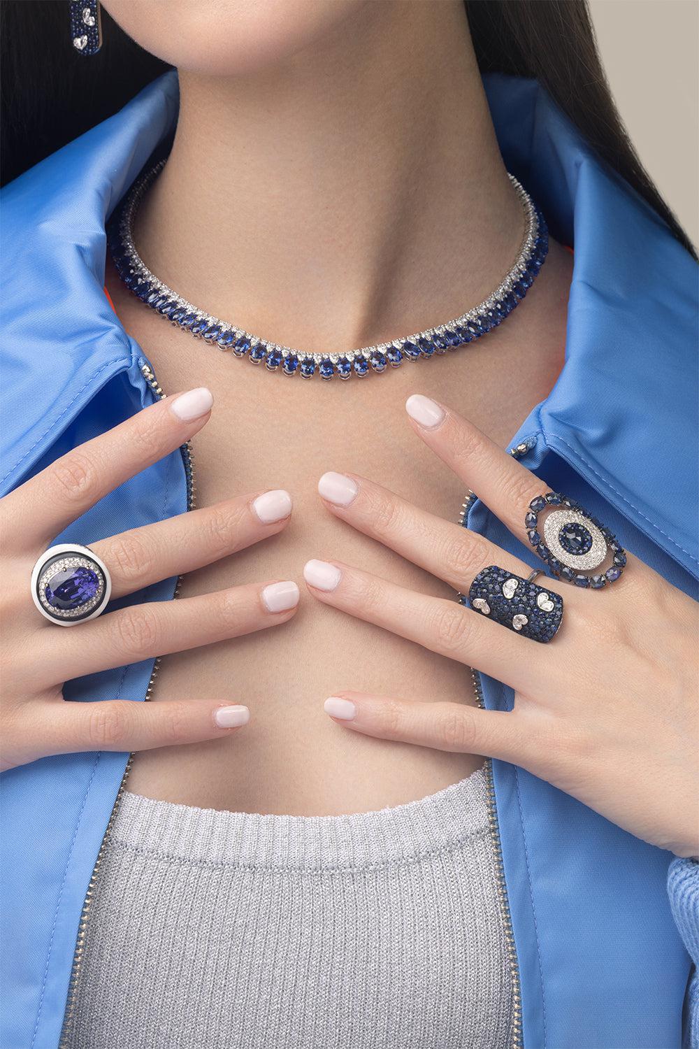 Blue Sapphire Heart Table Ring-WHITE GOLD-7-JEWELRYFINE JEWELRING-SUTRA