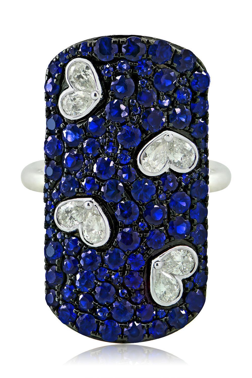 Blue Sapphire Heart Table Ring-WHITE GOLD-7-JEWELRYFINE JEWELRING-SUTRA