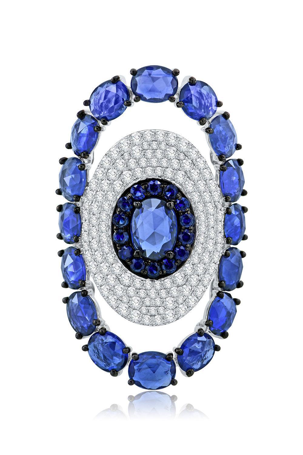 Blue Sapphire Inner Circle Ring-WHITE GOLD-7-JEWELRYFINE JEWELRING-SUTRA