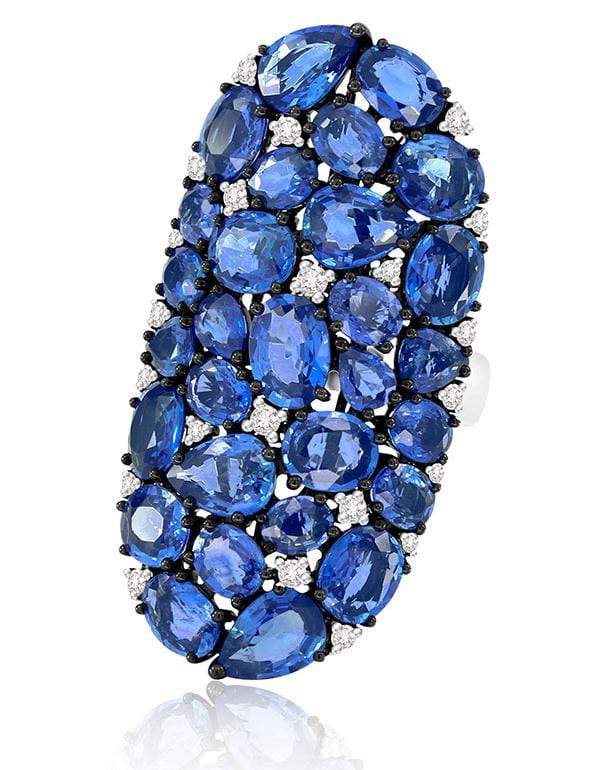 SUTRA-Blue Sapphire Mosaic Ring-WHITE GOLD