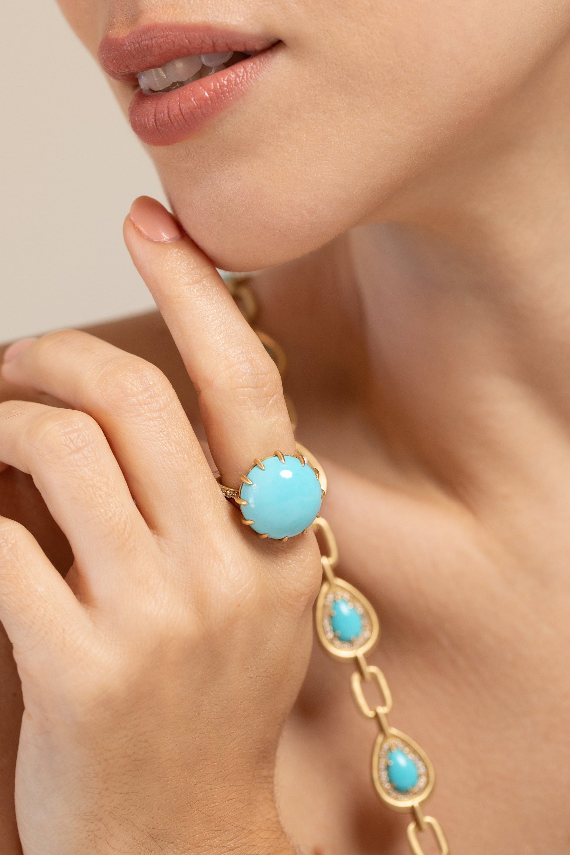 SUTRA-Sleeping Beauty Turquoise Resort Ring-YELLOW GOLD