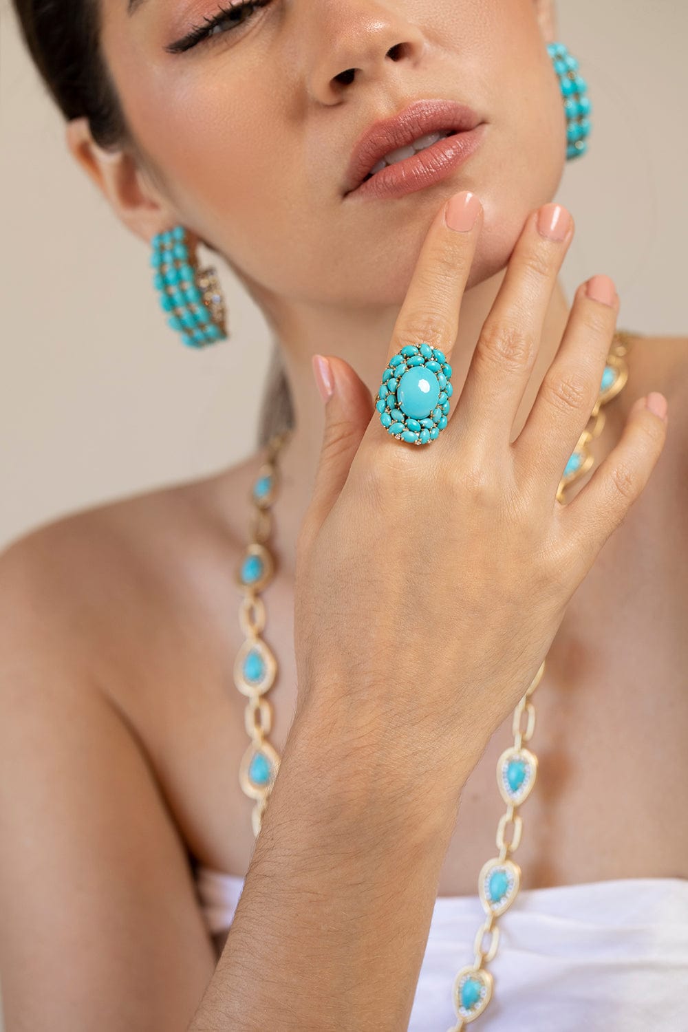 SUTRA-Turquoise Diamond Ring-YELLOW GOLD