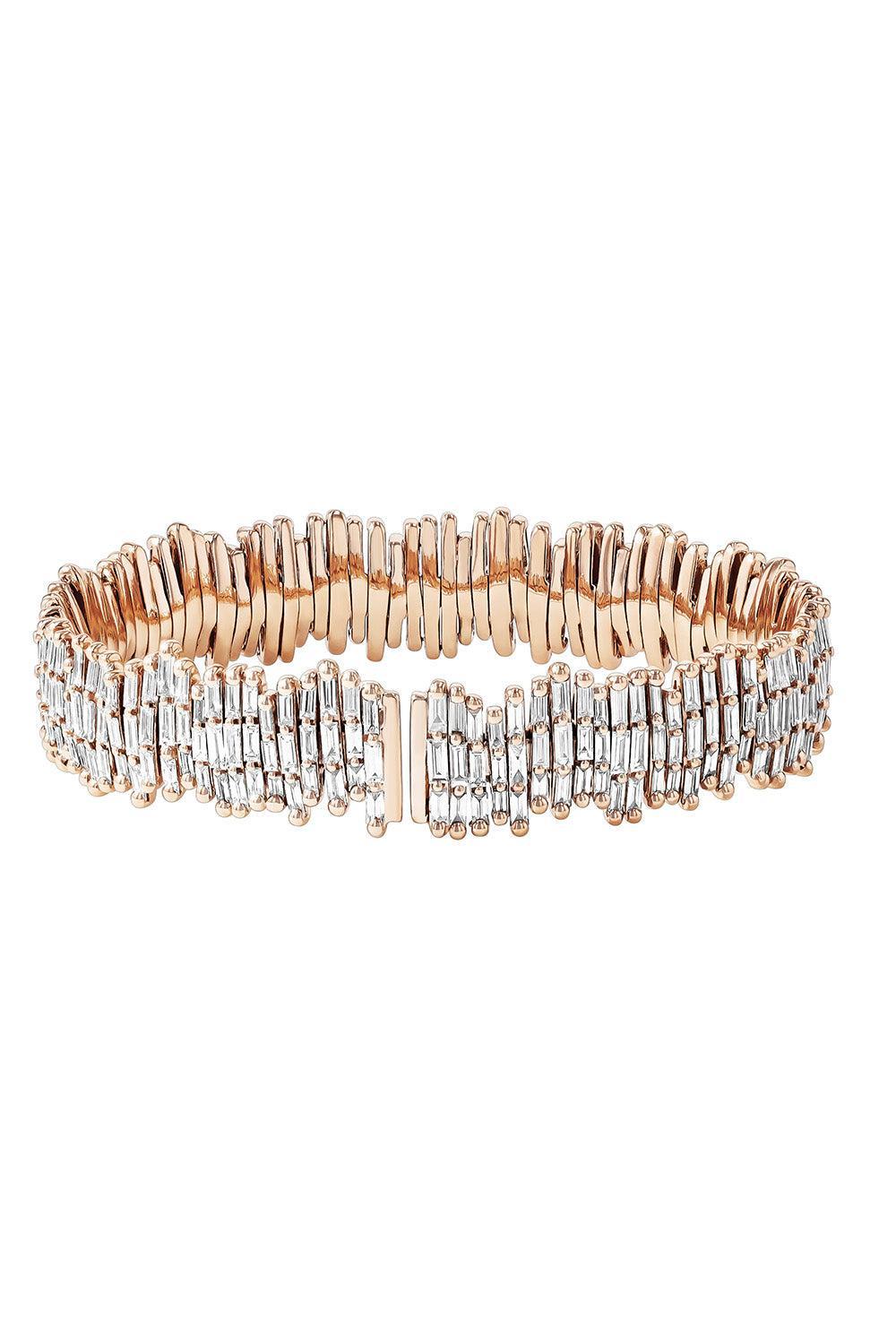 Firework Baguette Diamond Eternity Bangle Bracelet-ROSE GOLD-M-JEWELRYFINE JEWELBRACELET O-SUZANNE KALAN