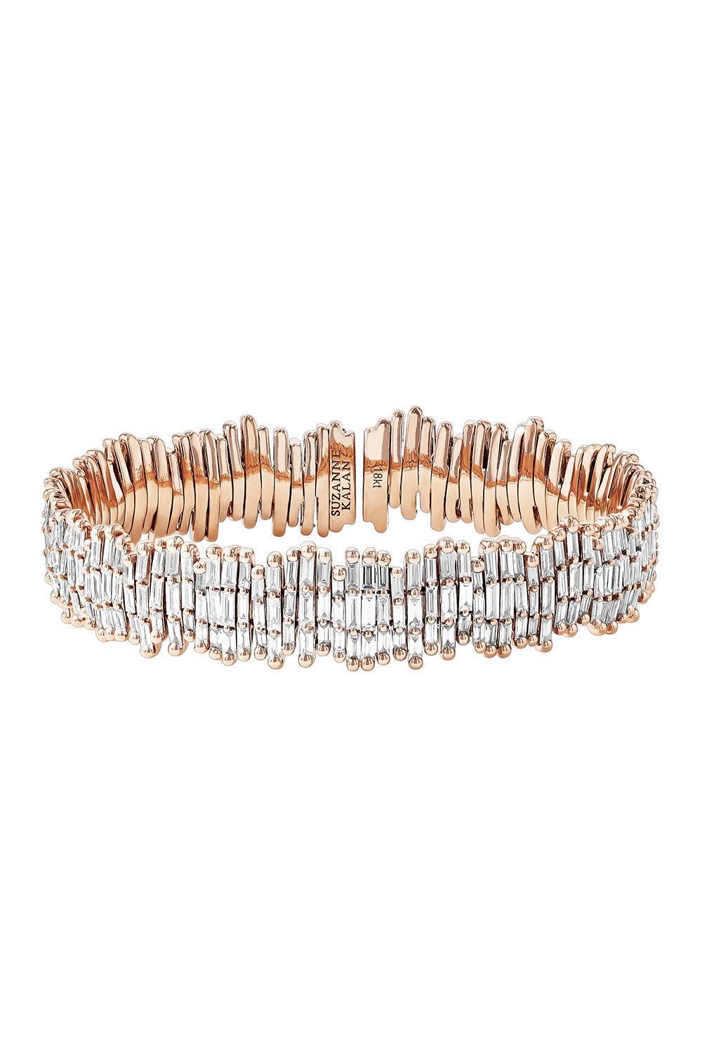 Firework Baguette Diamond Eternity Bangle Bracelet-ROSE GOLD-M-JEWELRYFINE JEWELBRACELET O-SUZANNE KALAN