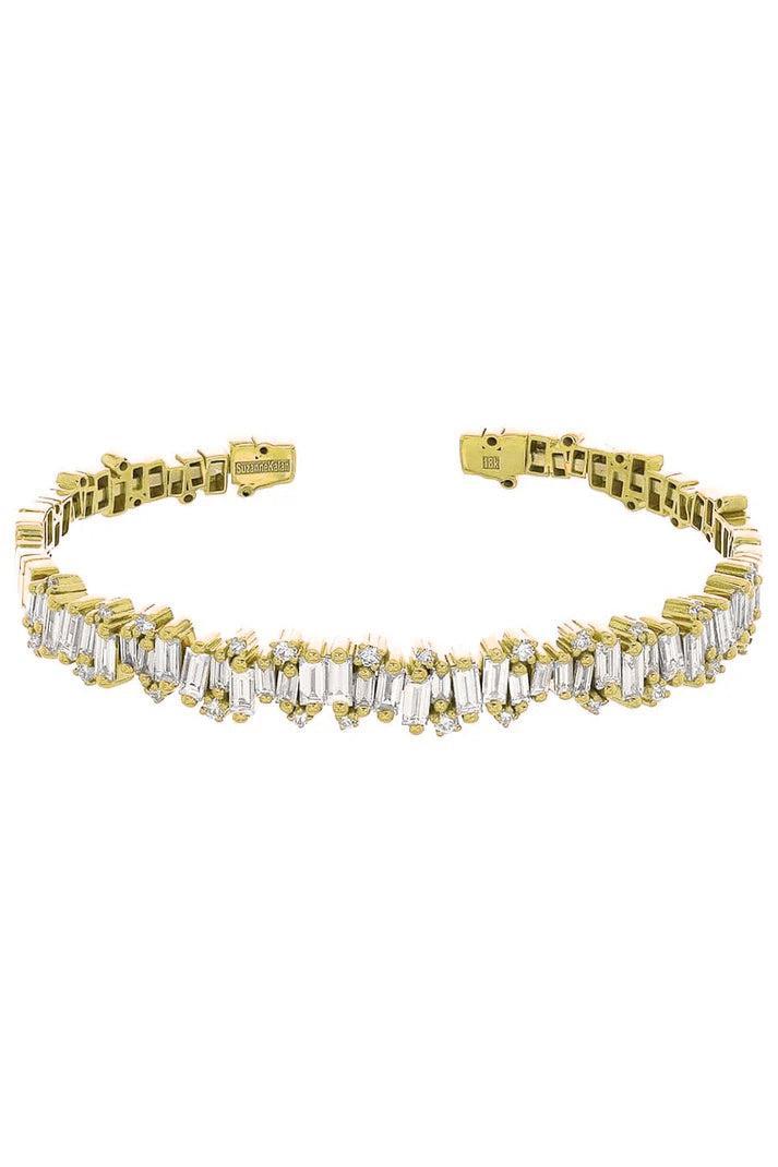 Diamond Baguette Fireworks Bangle Bracelet - Yellow Gold-YELLOW GOLD-M-JEWELRYFINE JEWELBRACELET O-SUZANNE KALAN