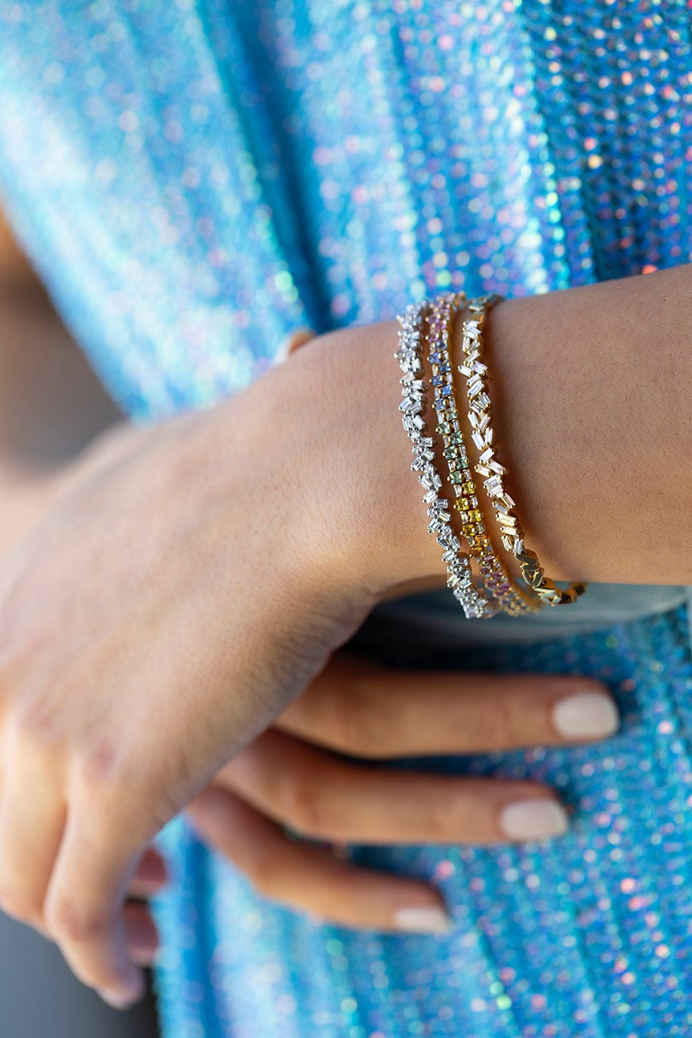 SUZANNE KALAN-Pastel Sapphire Tennis Bracelet-YELLOW GOLD