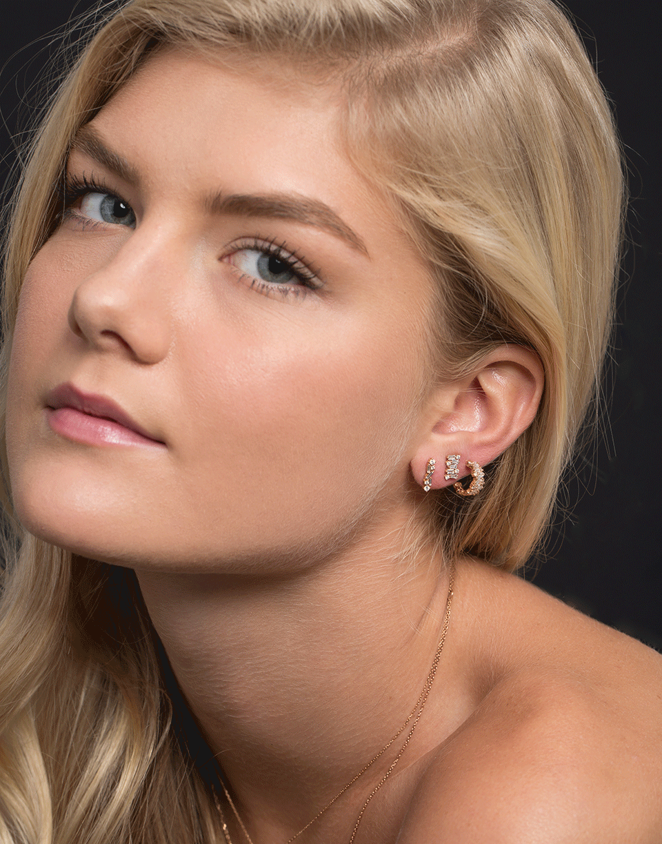 SUZANNE KALAN-Diamond Baguette Fireworks Studs-ROSE GOLD