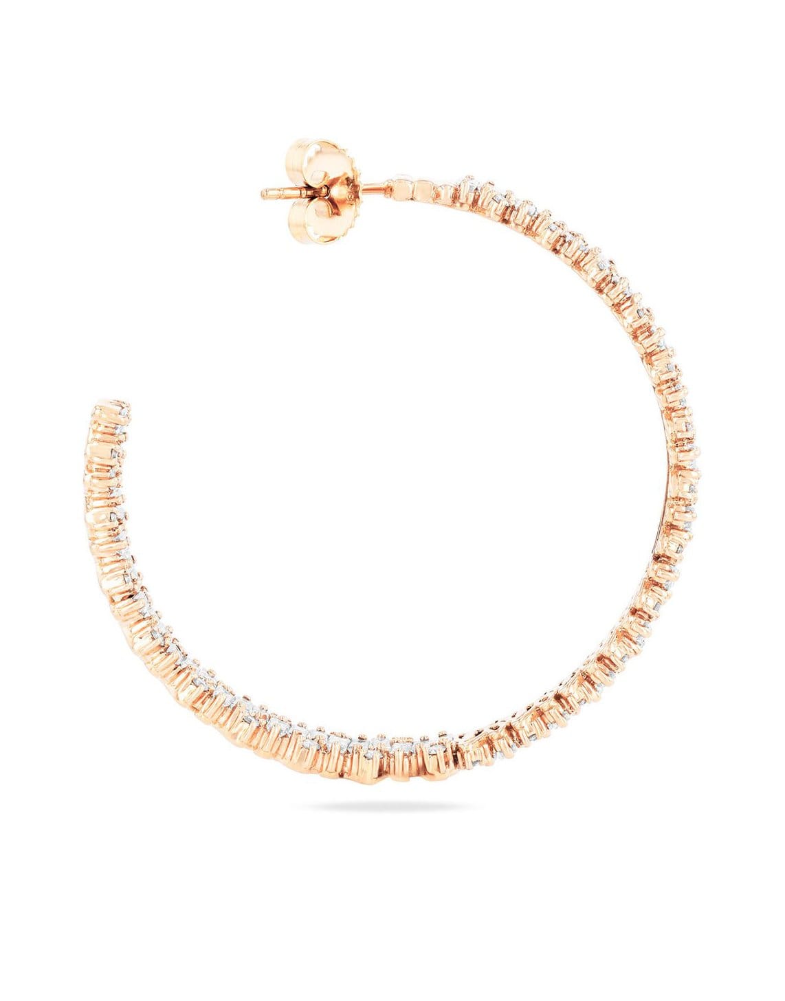 SUZANNE KALAN-Diamond Baguette Hoops - 45mm-ROSE GOLD