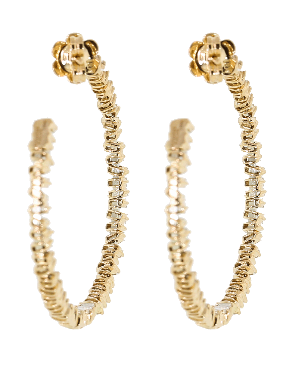 SUZANNE KALAN-Diamond Baguette Zig Zag Hoops-ROSE GOLD
