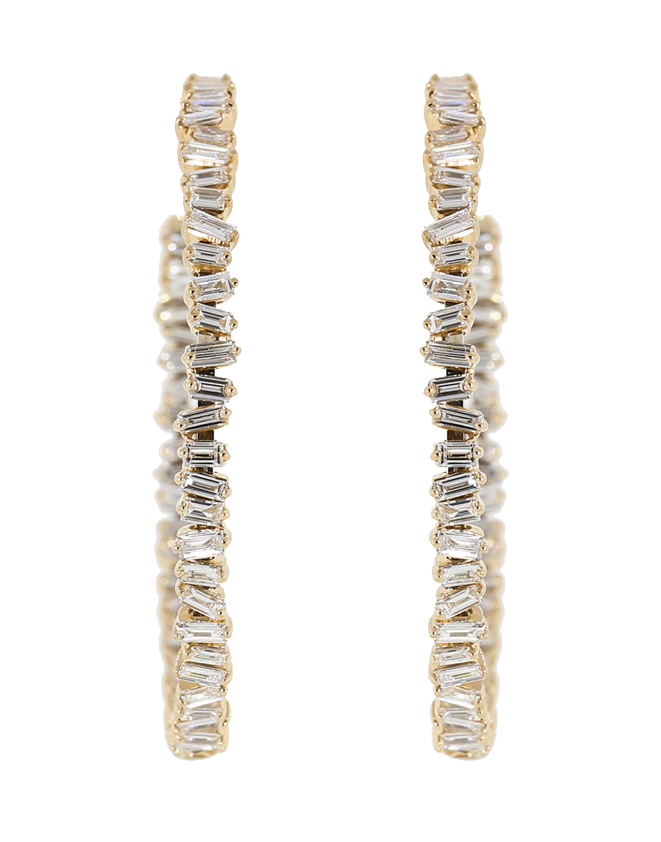 SUZANNE KALAN-Diamond Baguette Zig Zag Hoops-ROSE GOLD