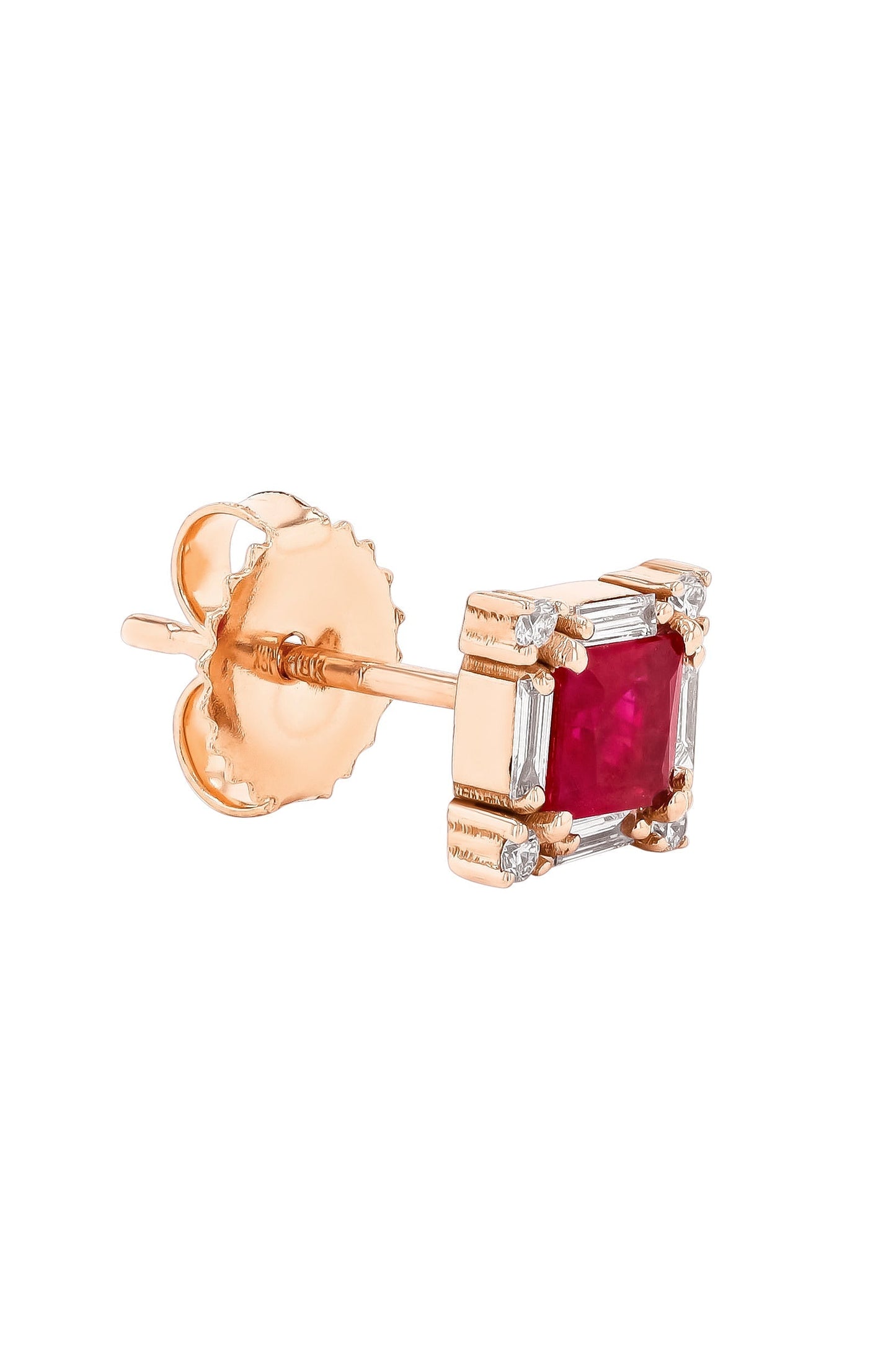 SUZANNE KALAN-Princess Midi Ruby Stud Earrings-ROSE GOLD