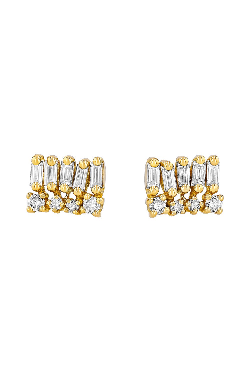 Short Stacked Mixed Stud Earrings JEWELRYFINE JEWELEARRING SUZANNE KALAN YELLOW GOLD  