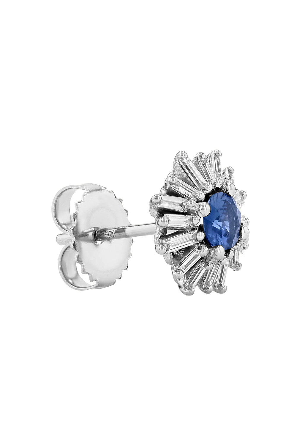 SUZANNE KALAN-Blue Sapphire Baguette Stud Earrings-WHITE GOLD