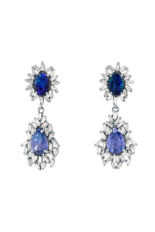 Opal Blue Sapphire Drop Earrings-WHITE GOLD-JEWELRYFINE JEWELEARRING-SUZANNE KALAN