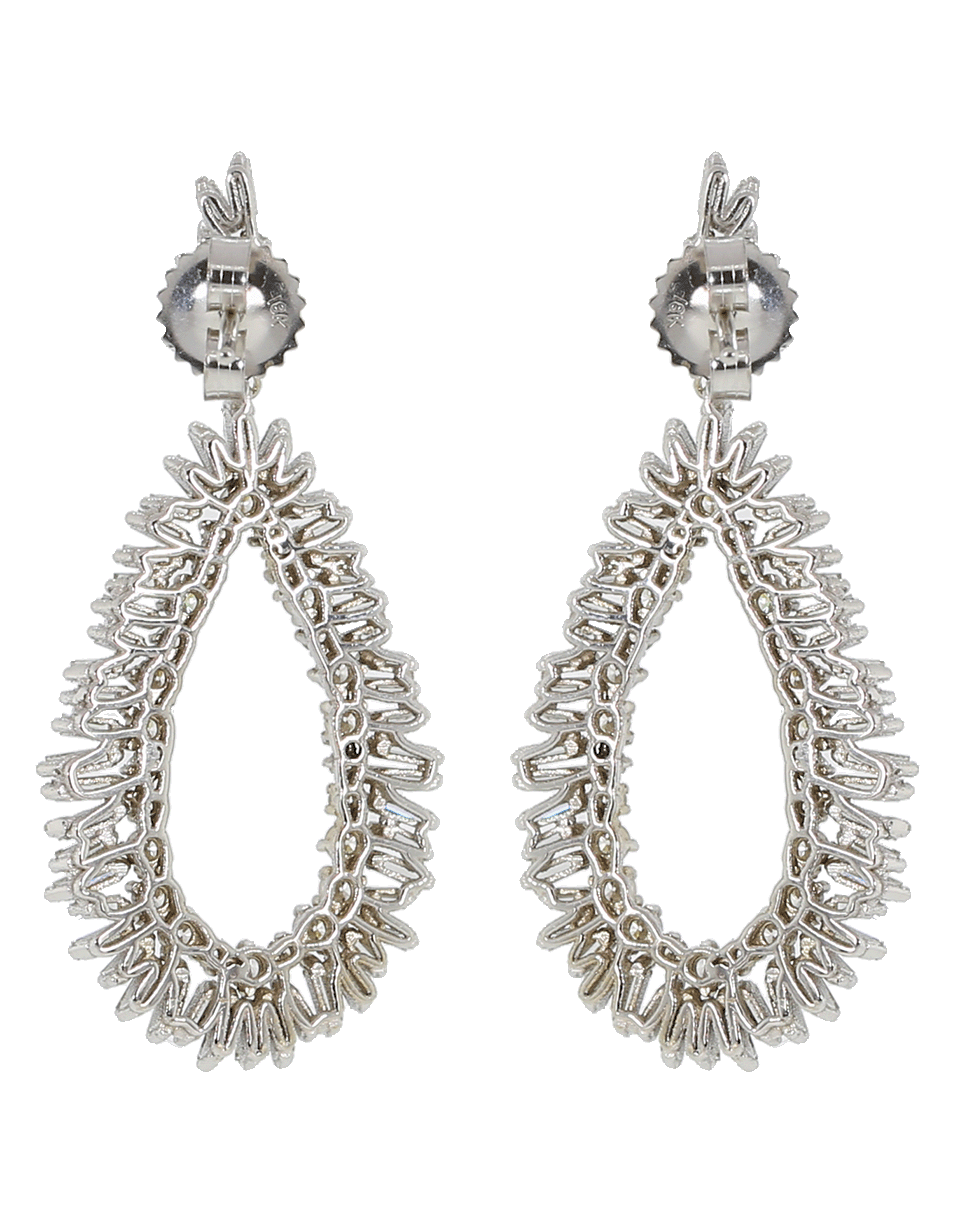 SUZANNE KALAN-Pear Shape Diamond Baguette Earrings-WHITE GOLD