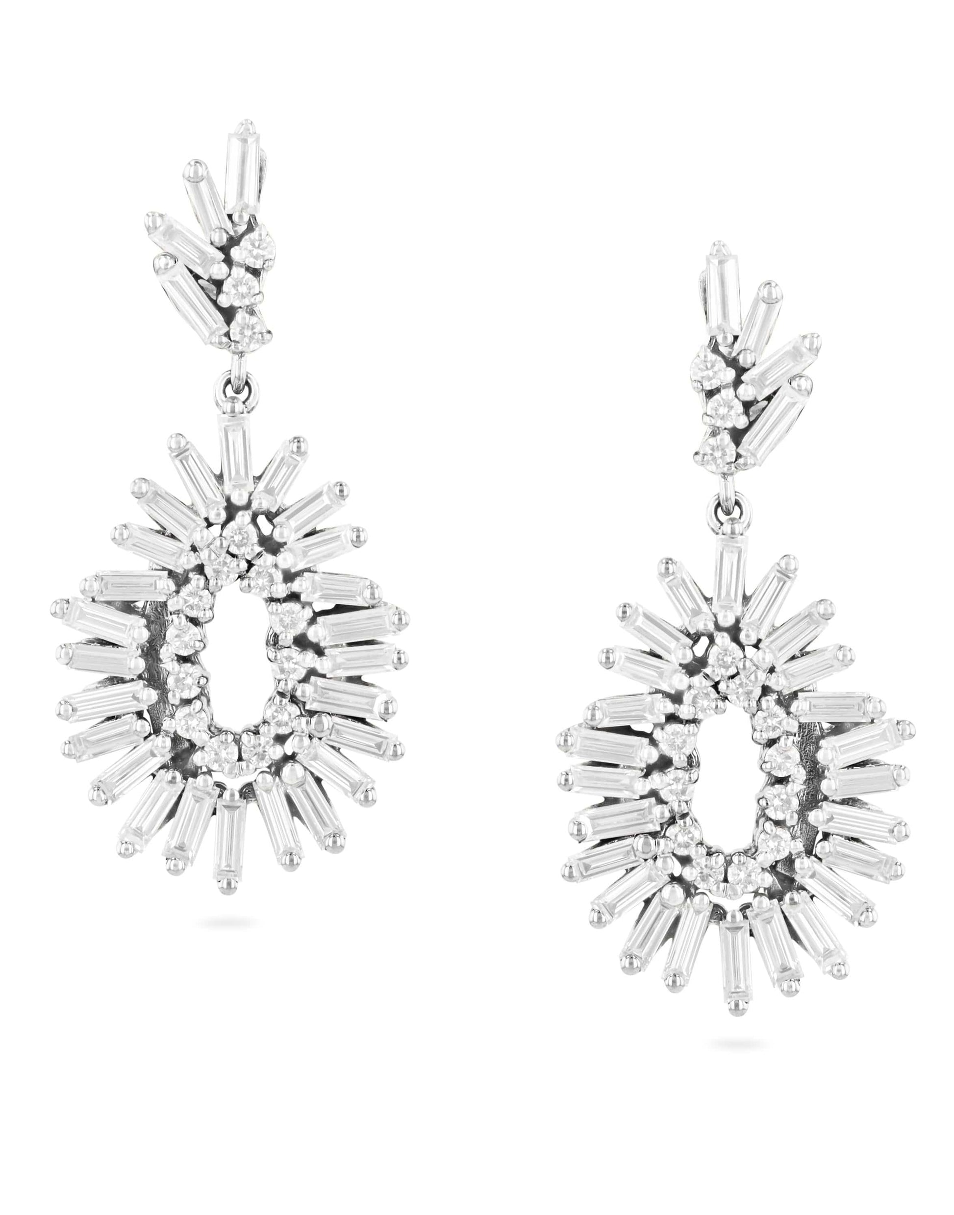 SUZANNE KALAN-Pear Shaped Diamond Drop Earrings-WHITE GOLD