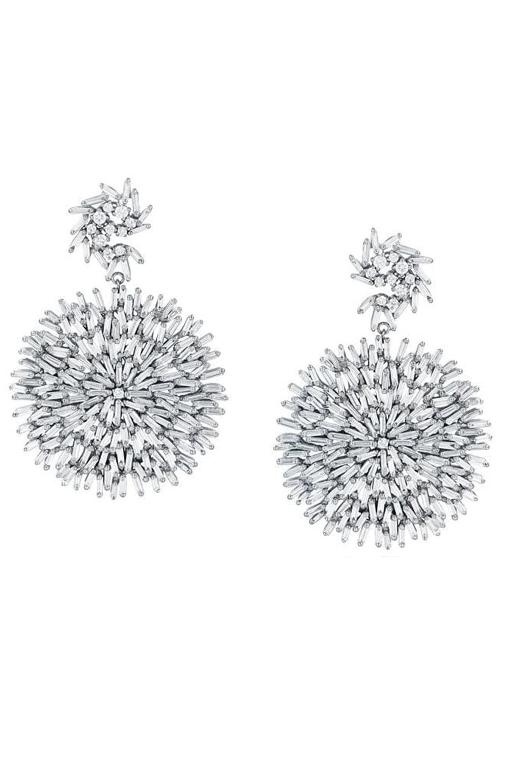 SUZANNE KALAN-Round Circle Drop Earrings-WHITE GOLD