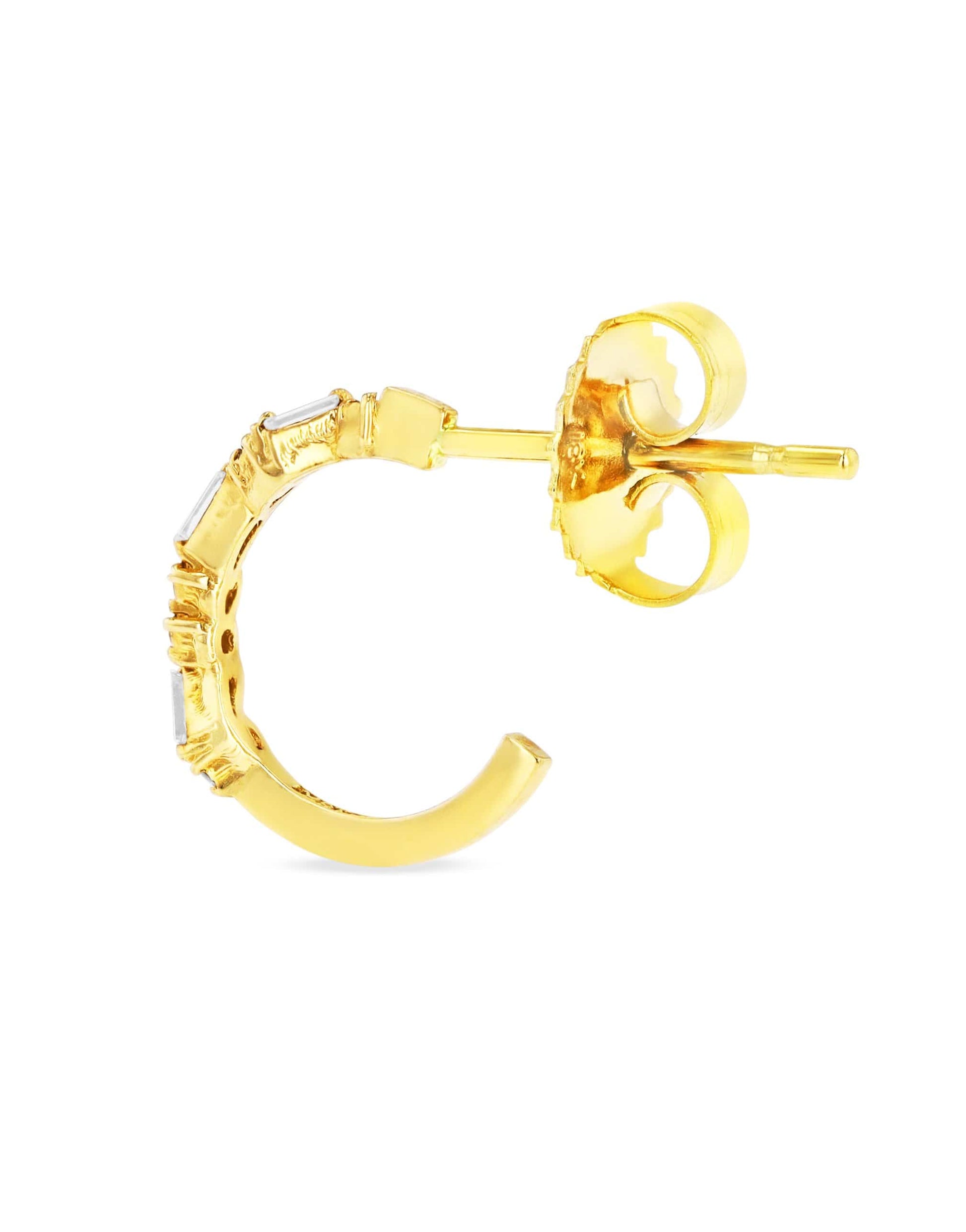 SUZANNE KALAN-Diamond Baguette Round Earrings-YELLOW GOLD