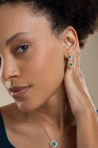 Opal Emerald Mini Drop Earrings-YELLOW GOLD-JEWELRYFINE JEWELEARRING-SUZANNE KALAN