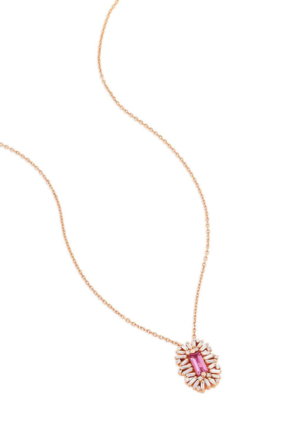 Pink Sapphire Diamond Spark Pendant Necklace-ROSE GOLD-18-JEWELRYFINE JEWELNECKLACE O-SUZANNE KALAN