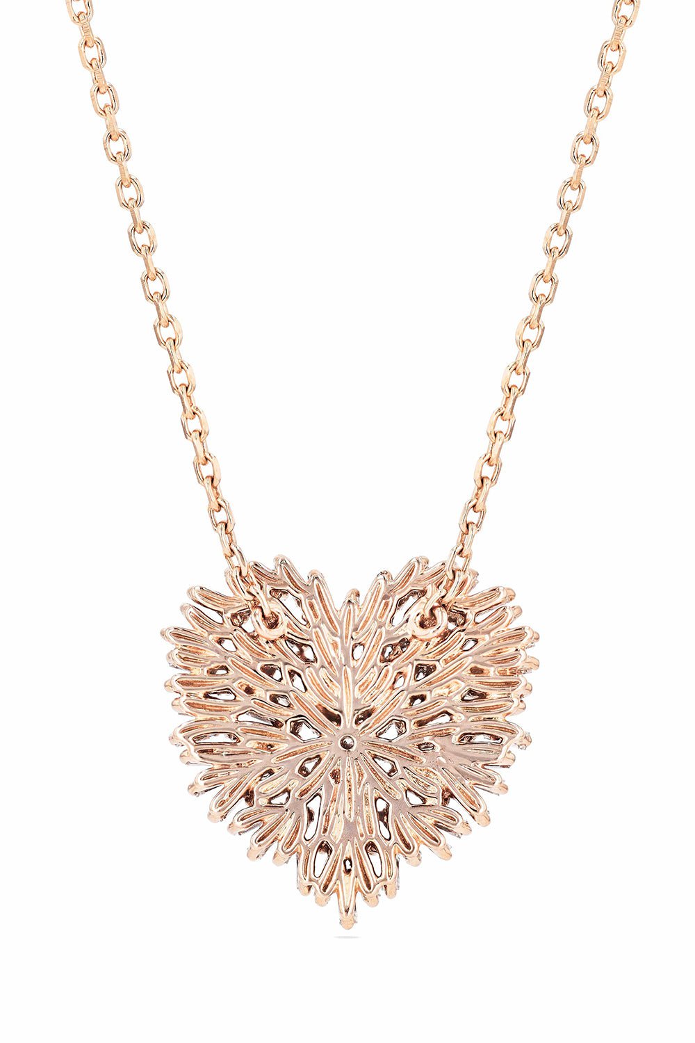 SUZANNE KALAN-Medium Heart Diamond Baugette Necklace-ROSE GOLD