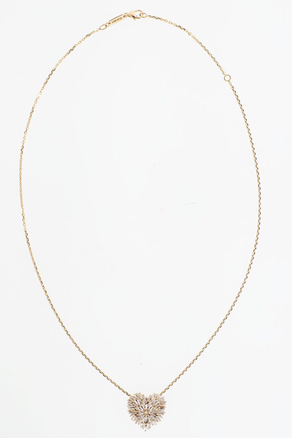 SUZANNE KALAN-Medium Heart Diamond Baugette Necklace-ROSE GOLD