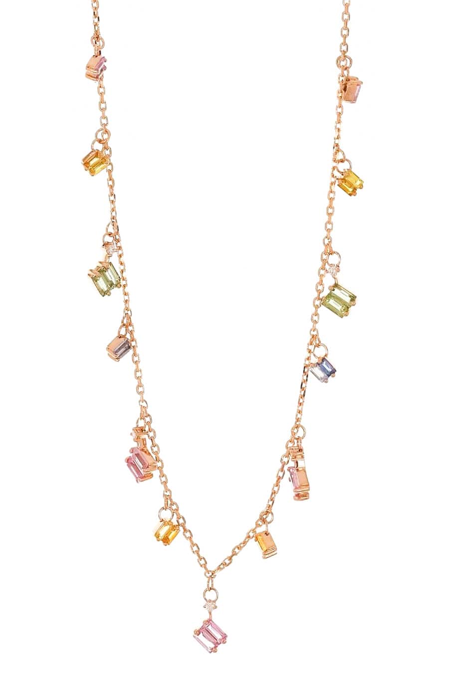 SUZANNE KALAN-Pastel Sapphire Dangle Necklace-ROSE GOLD