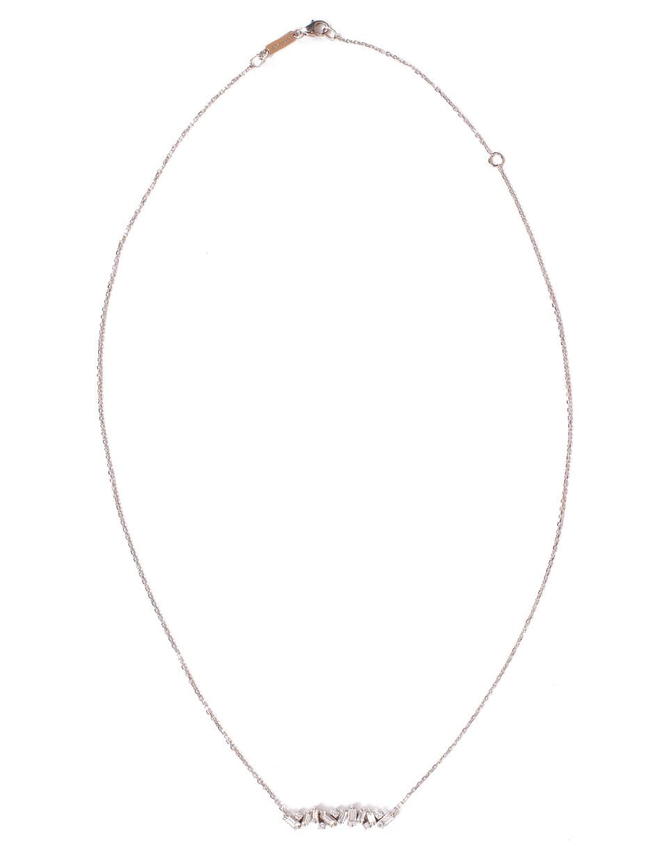 SUZANNE KALAN-Fireworks Baguette Diamond Bar Necklace-WHITE GOLD