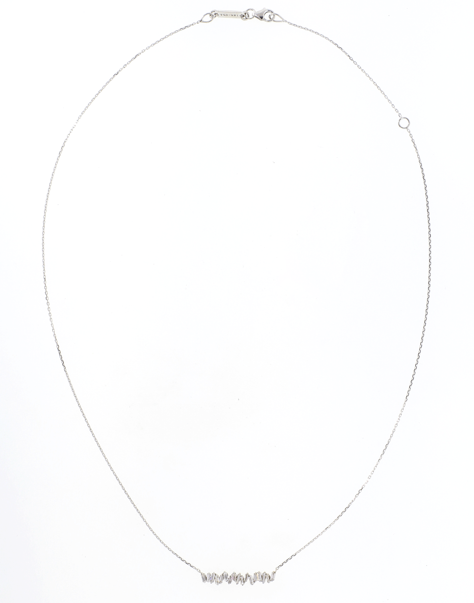 SUZANNE KALAN-Fireworks Baguette Diamond Necklace-WHITE GOLD