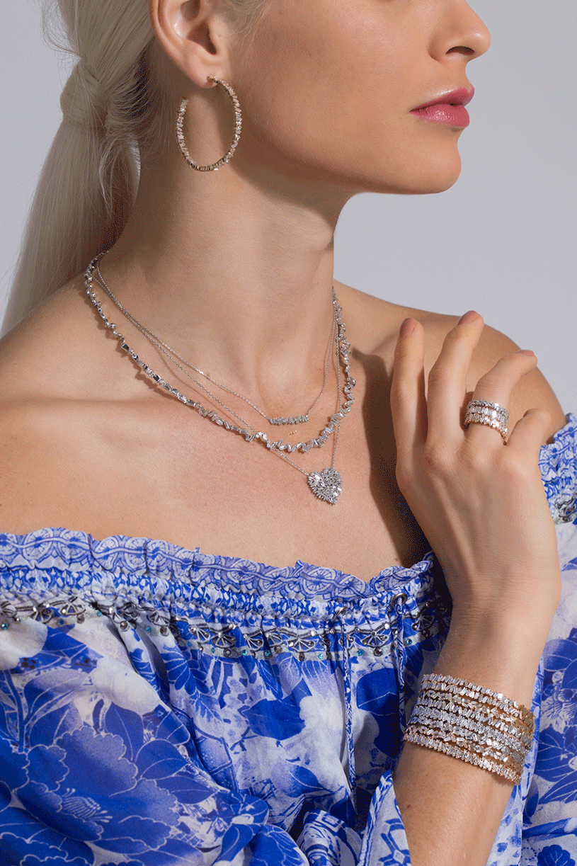 Medium Diamond Baguette Heart Necklace SUZANNE KALAN Marissa Collections