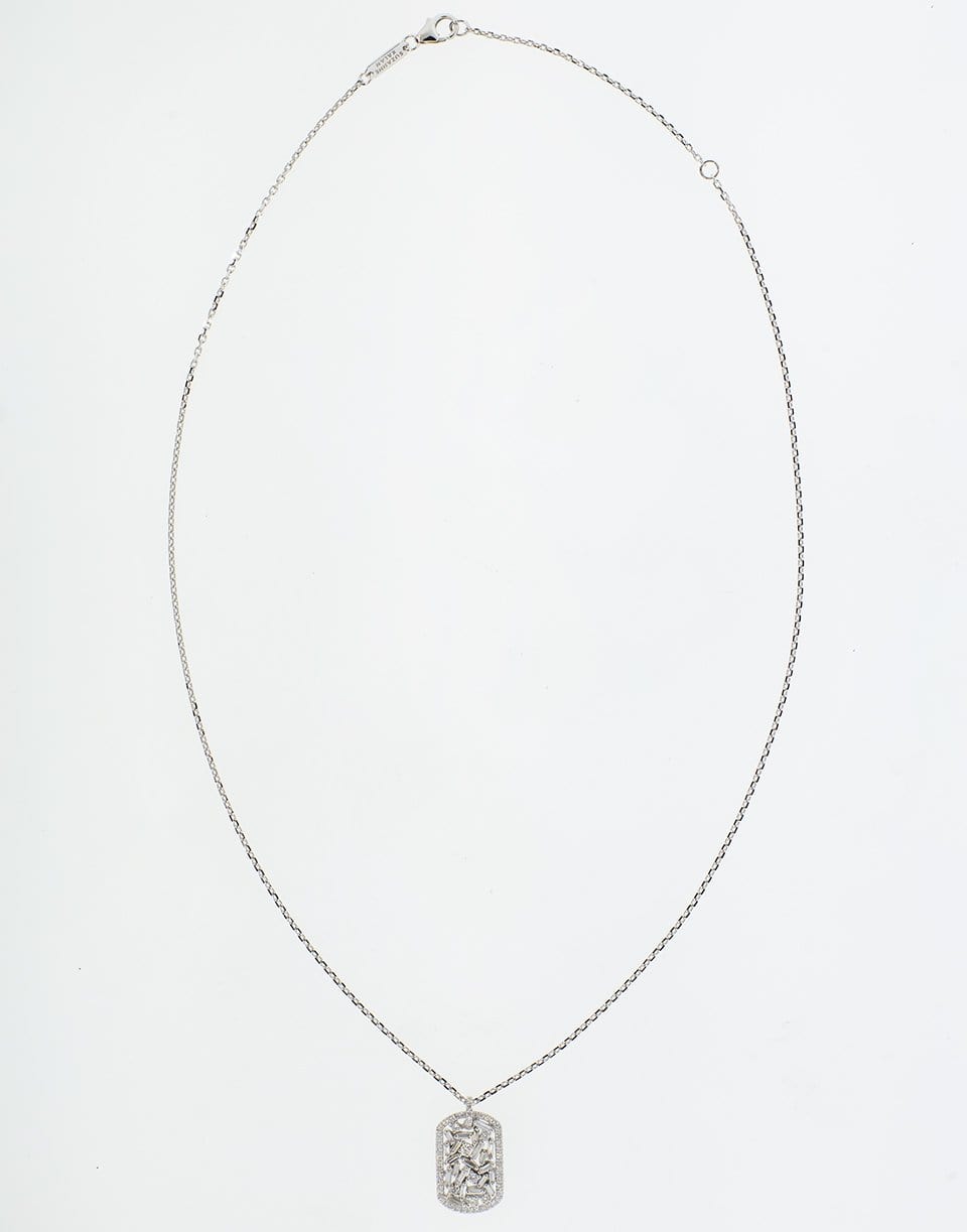 SUZANNE KALAN-Mini Diamond Dog Tag Necklace-WHITE GOLD