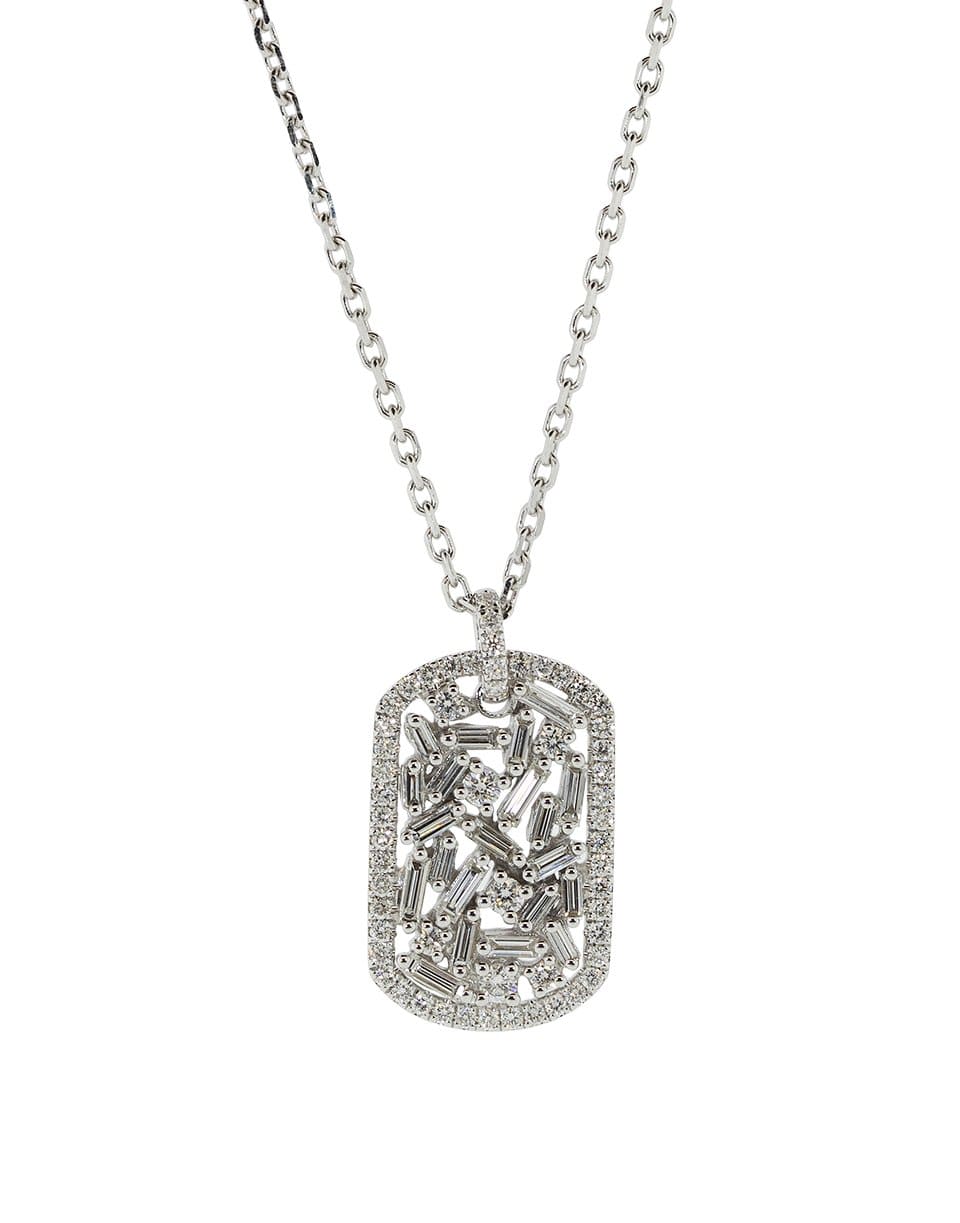 SUZANNE KALAN-Mini Diamond Dog Tag Necklace-WHITE GOLD