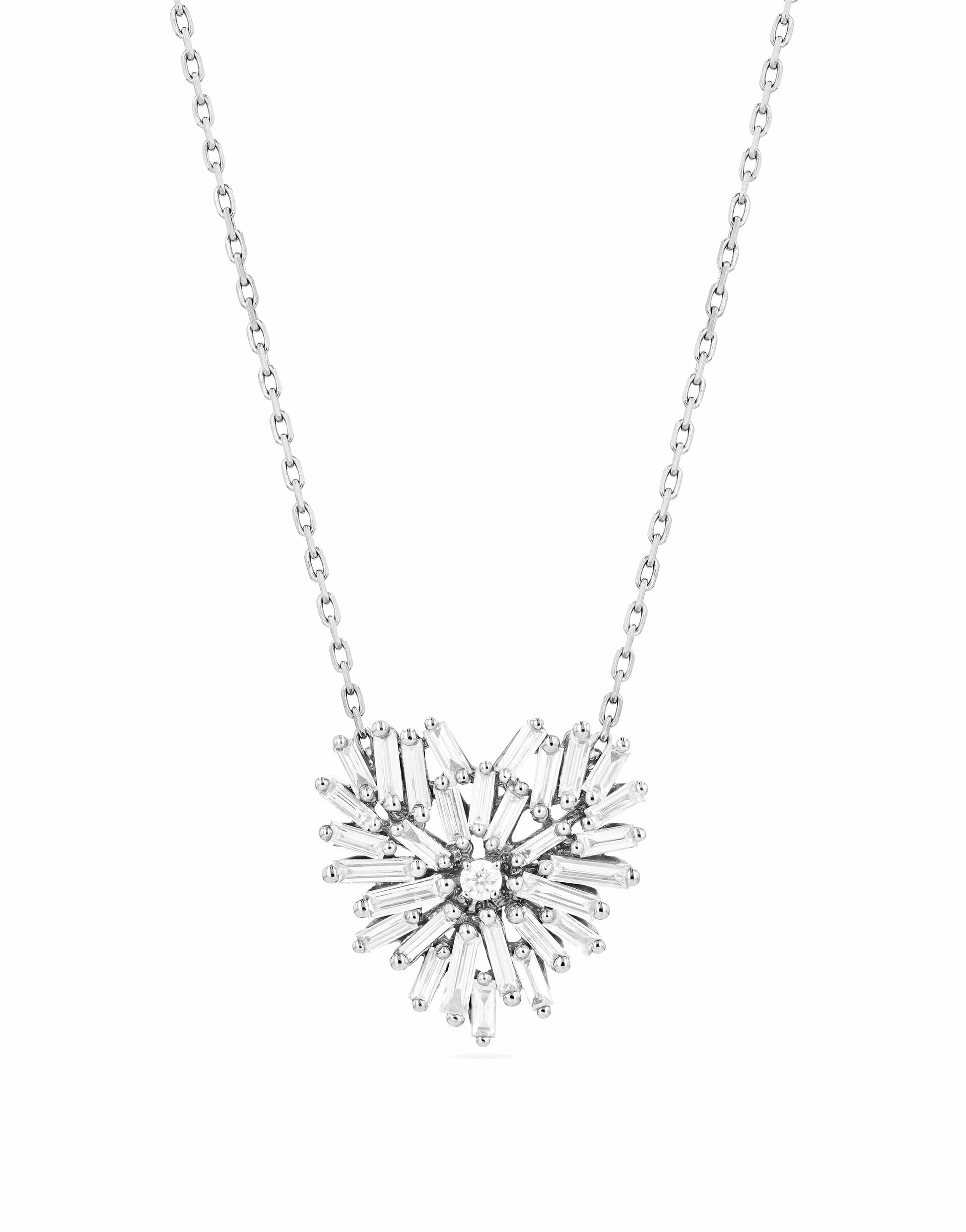 SUZANNE KALAN-Small Diamond Heart Necklace-WHITE GOLD