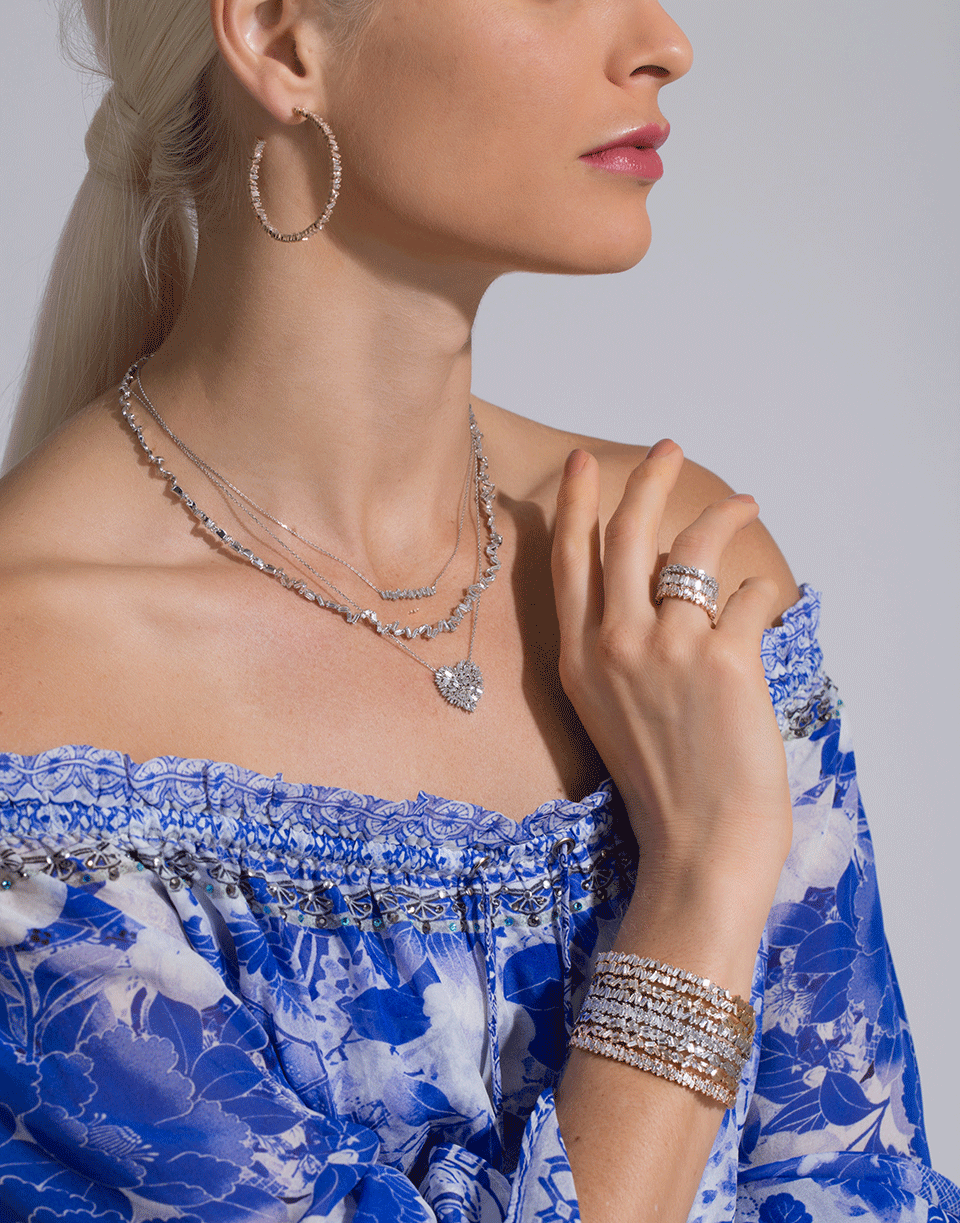 SUZANNE KALAN-Zig Zag Diamond Baguette Necklace-WHITE GOLD