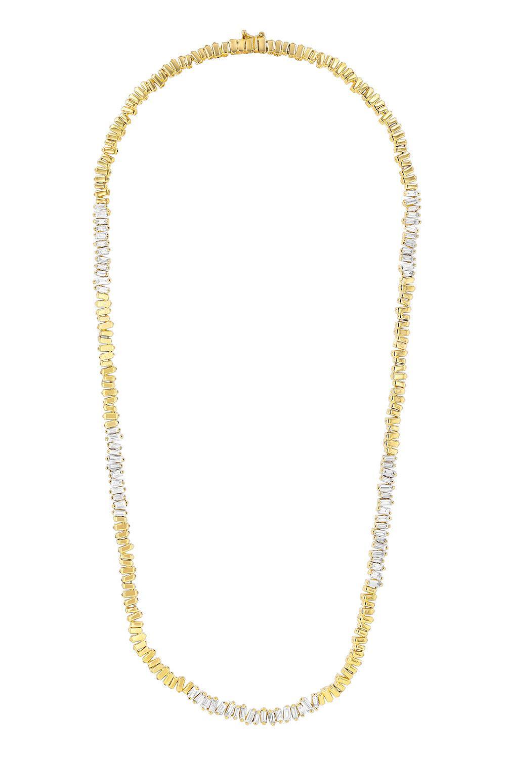 Half and Half Diamond Station Necklace-YELLOW GOLD-17-JEWELRYFINE JEWELNECKLACE O-SUZANNE KALAN