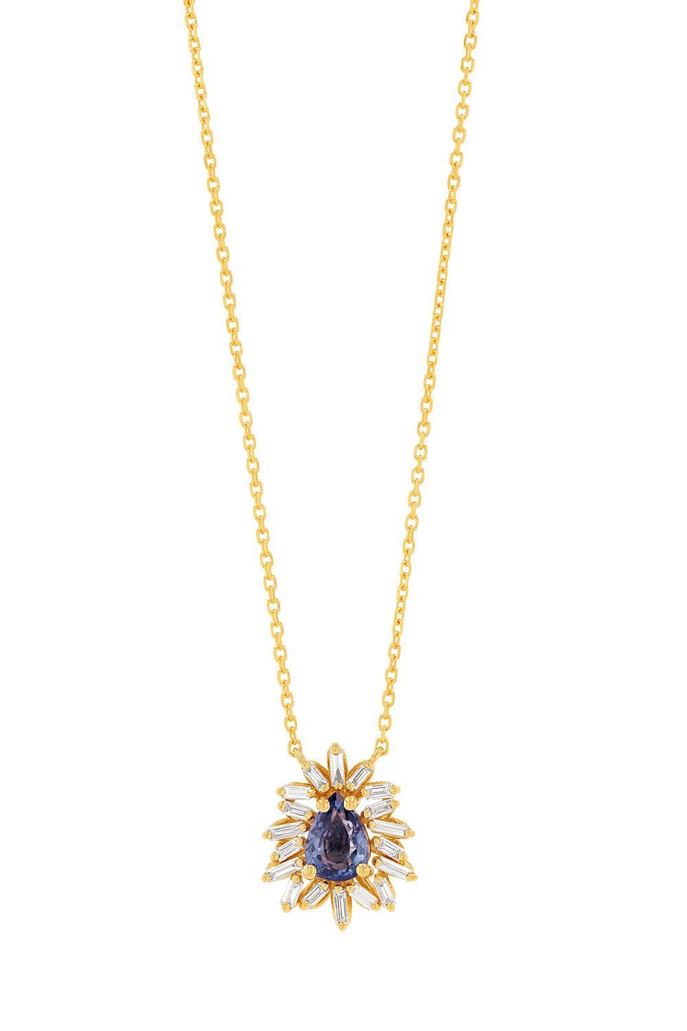 Blue Sapphire Diamond Pendant Necklace-YELLOW GOLD-18-JEWELRYFINE JEWELNECKLACE O-SUZANNE KALAN