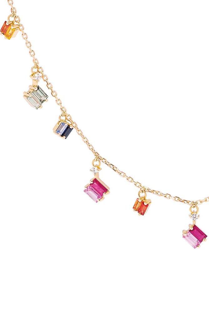 SUZANNE KALAN-Cascade Rainbow Sapphire Necklace-YELLOW GOLD