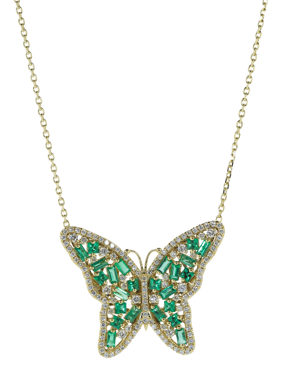 SUZANNE KALAN-Medium Emerald Butterfly Necklace-YELLOW GOLD