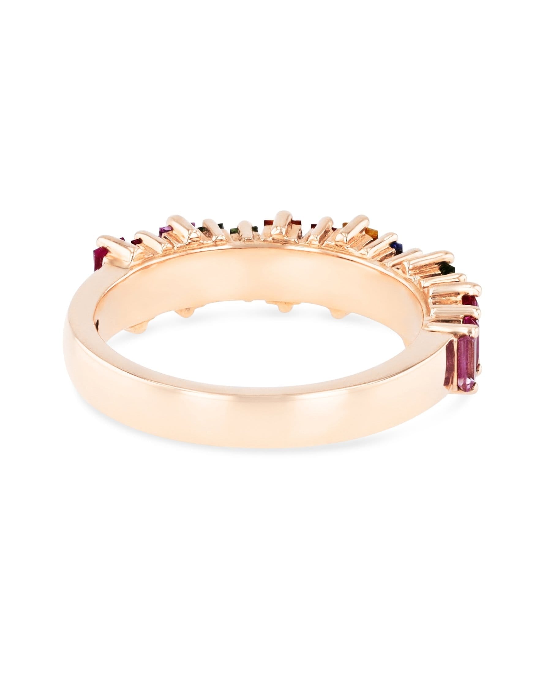SUZANNE KALAN-Rainbow Sapphire Baguette Half Band-ROSE GOLD